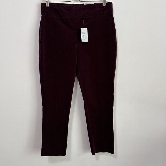 Croft & Barrow Pull On Corduroy Pants 12 Petite Plum Stretch Mid Rise NEW - Picture 1 of 10